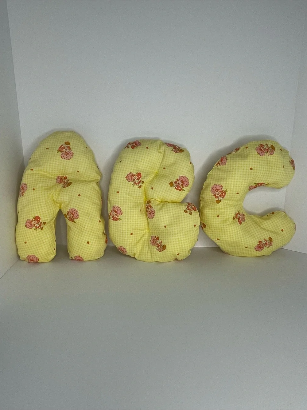 Vintage 80s Strawberry Shortcake ABC Alphabet Pillow Set Cut & Sew Wall Decor